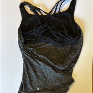 lululemon athletica Black and Gray Crisscross Tank Top